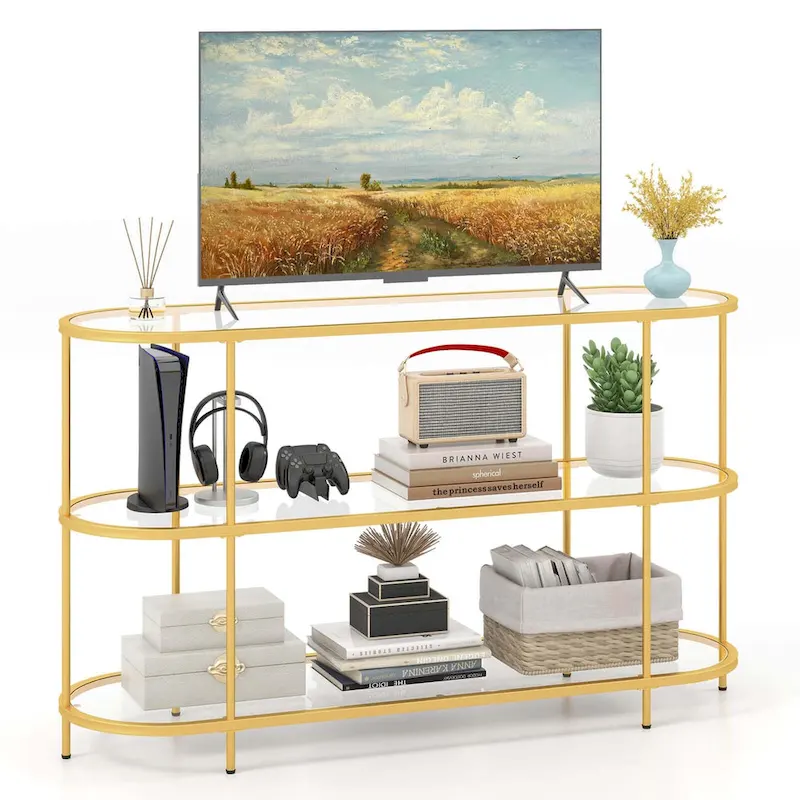 Costway 3-Tier TV Stand for TVs up to 65 with Tempered Glass Shelves - See Details