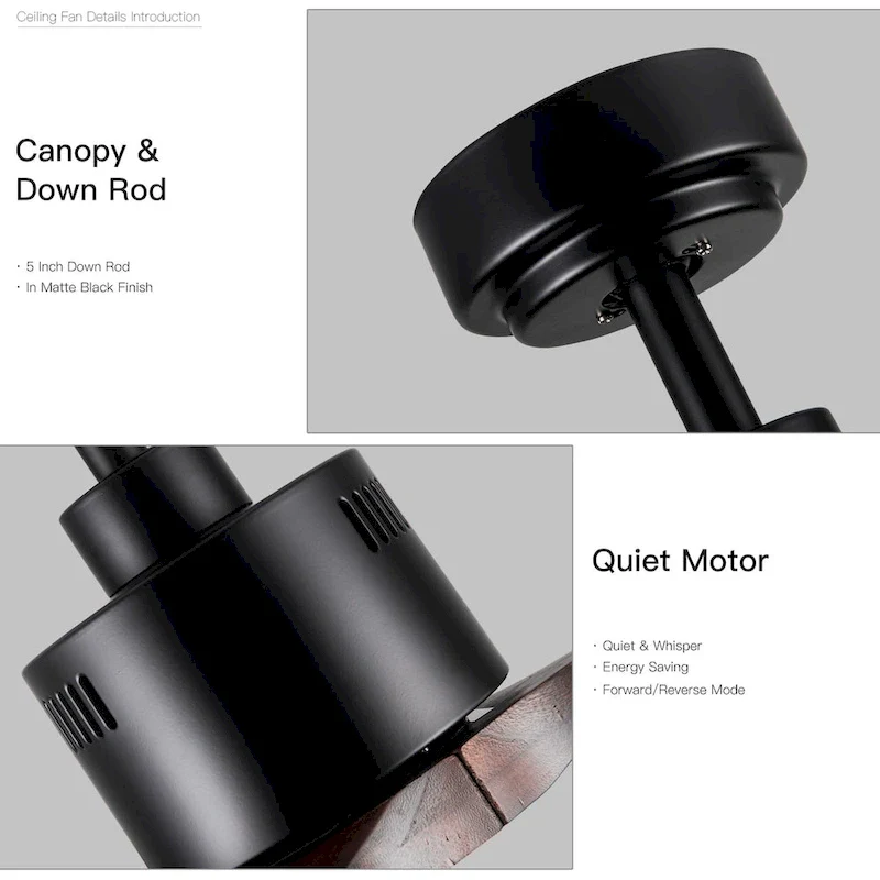 52 Antique Brown Ceiling Fan without Light with Remote Control