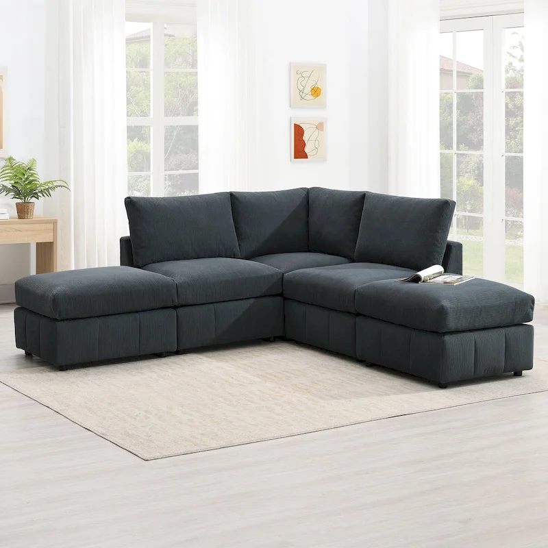 93Modern Sectional Sofa with Vertical Stripes