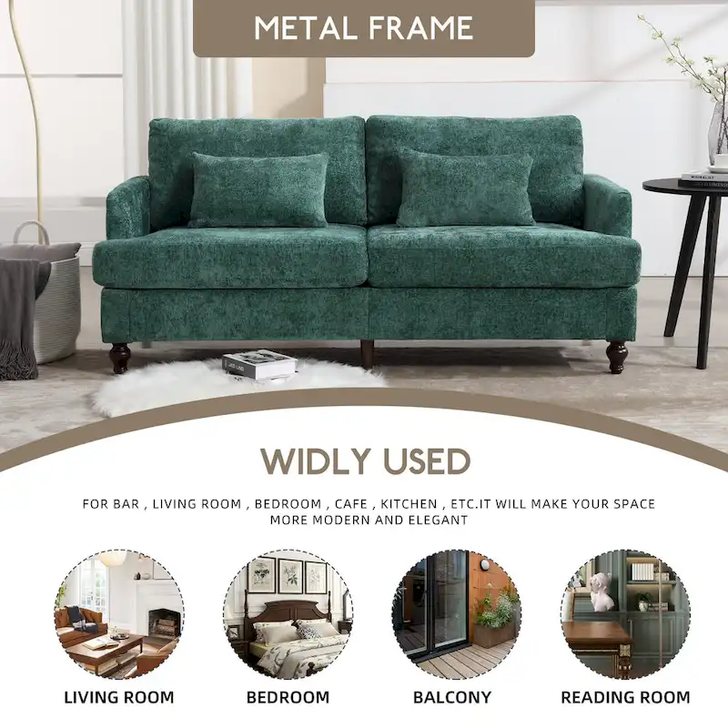 HOMEFUN Modern chenille Fabric Loveseat,2-Seat Upholstered Loveseat Sofa Modern Couch