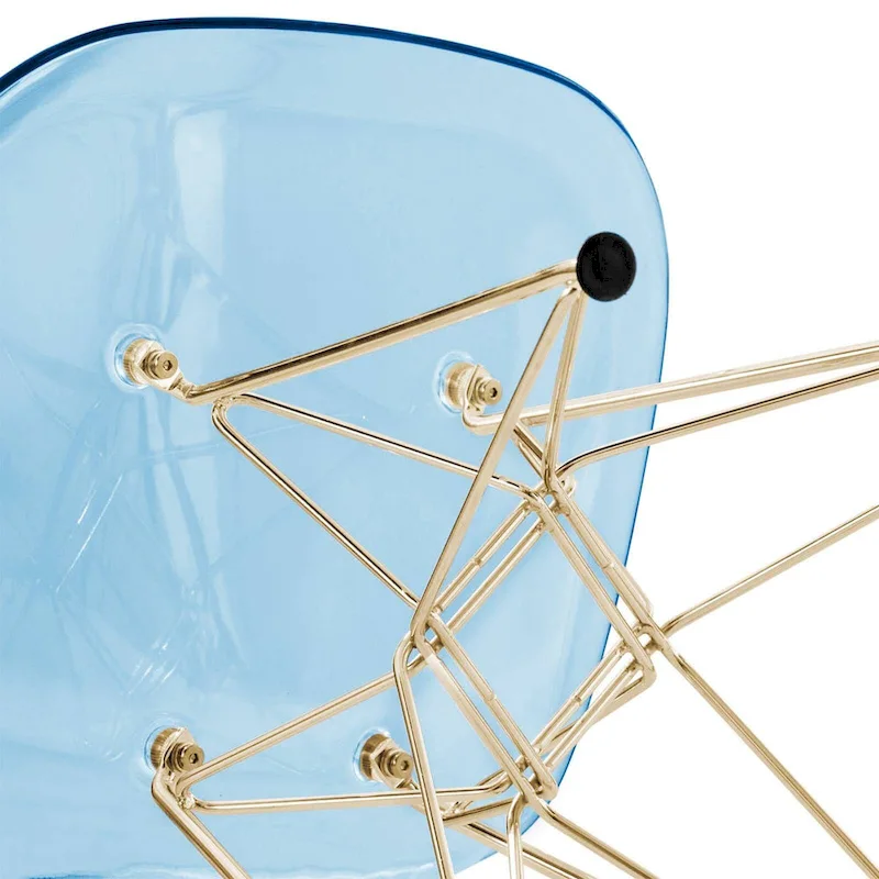 Cresco Plastic Dining Side Chair with Eiffel Base in Gold Set of 2 by LeisureMod