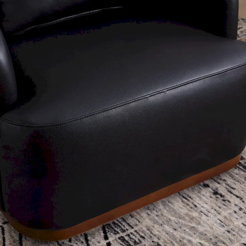 Black PU 31.5 Swivel Barrel Chair with Metal Base
