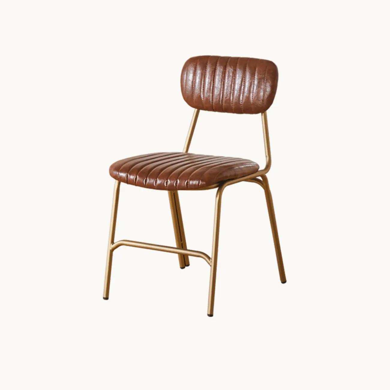 Modern Metal Frame Faux Leather Open Back Dining Chair