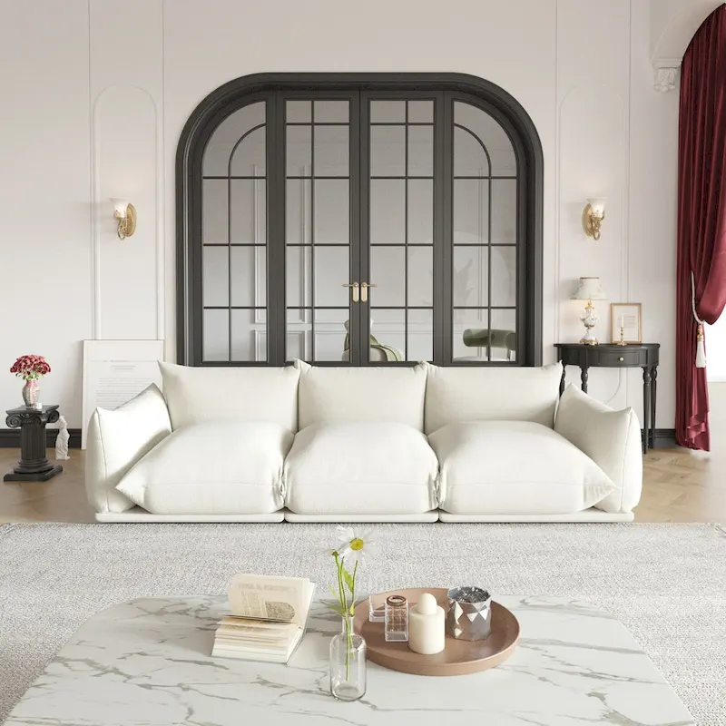 Modern Comfy 3 Seater Couch, Chenille Sectional Sofa 3 Seats Modular Couches with Thick Cushion