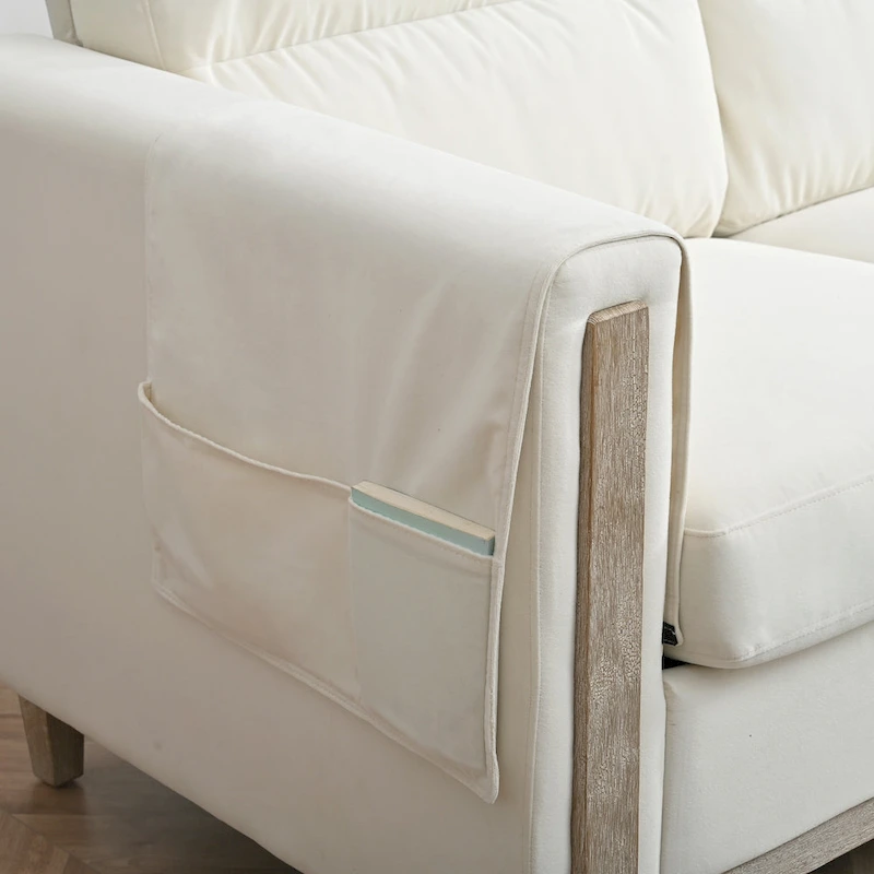 Larb Modern Solid Wood Three-Seater Sofa Couch by Christopher Knight Home