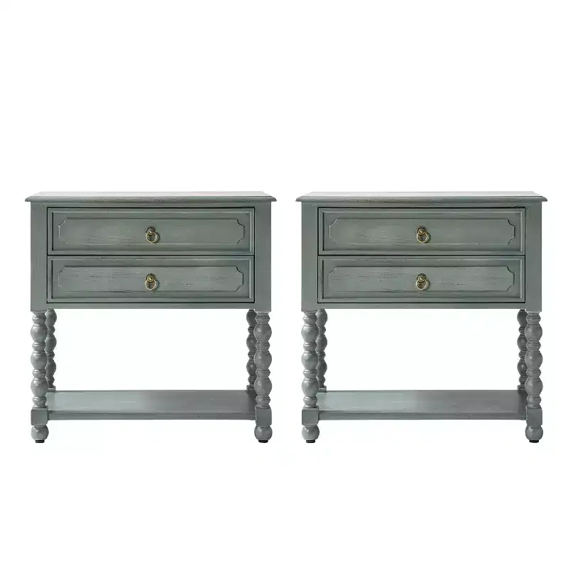 Jerardo 30 Tall 2-Drawer End Table with Built-in Charging Outlets Set of 2|ARTFUL LIVING DESIGNS