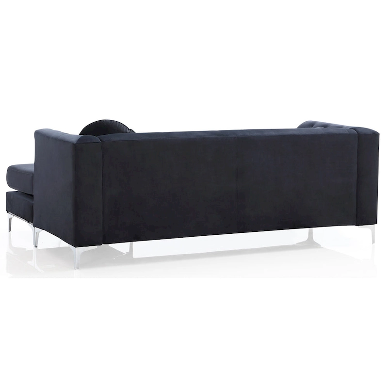 Pompano 83 in. Tufted Velvet Sectional with 2-Throw Pillow - 83L x 58W x 31H