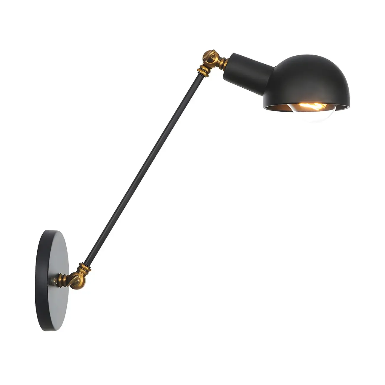 Adjustable Industrial Dome Swing Arm Wall Light