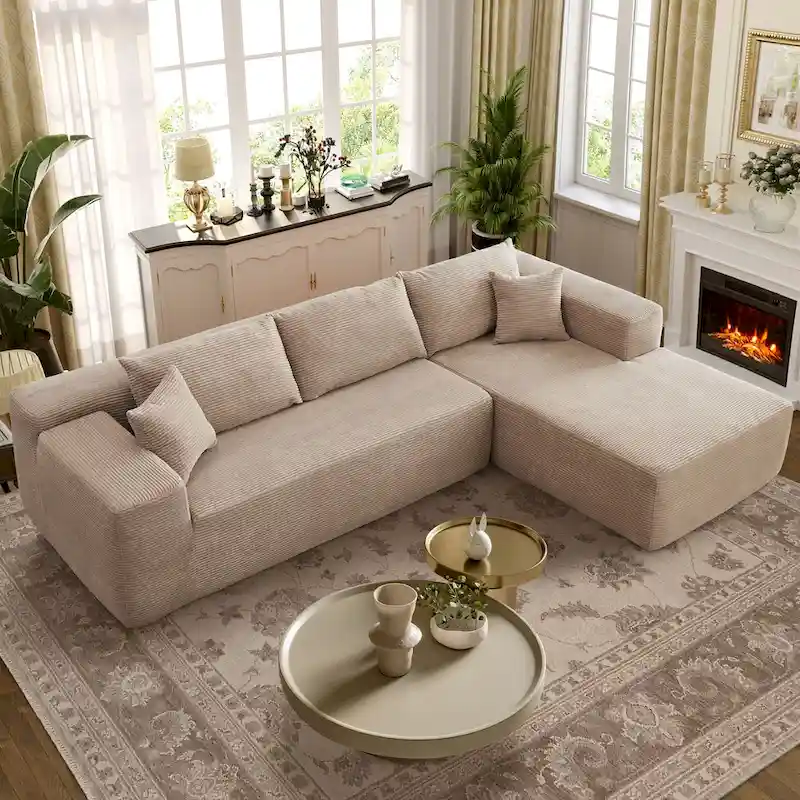 OVIOS Pit Stripes No Assembly Required Chaise Sofa