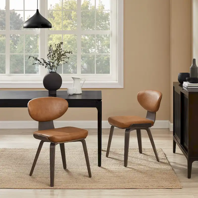 Wood and PU Leather Dining Chair