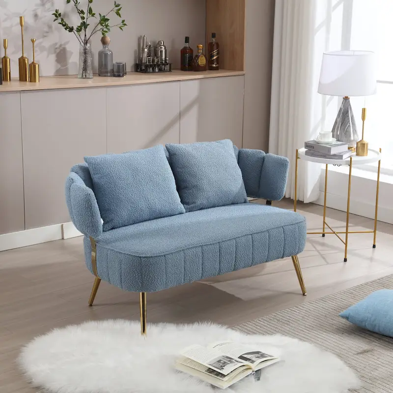 Modern Upholstered Armsofa Tufted Sofa with Metal Frame