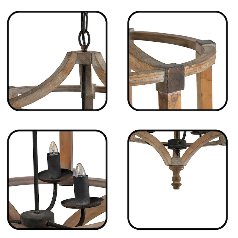 3 - Light Wood Drum Chandelier