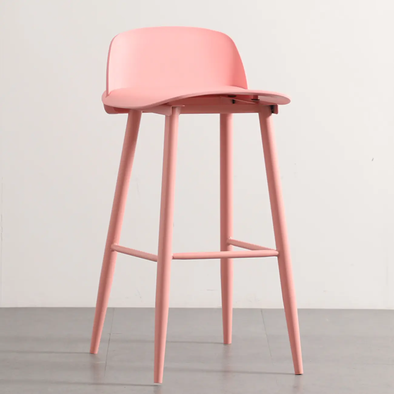 Contemporary Light Gray Plastic Saddle Low Back Bar Stools