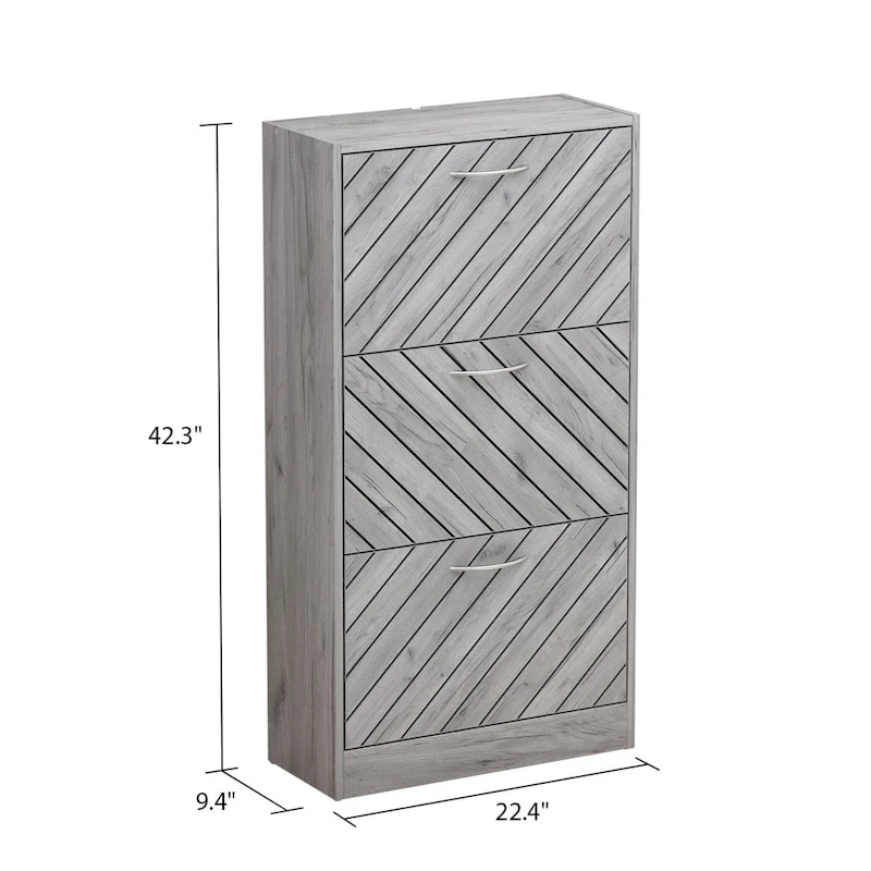 FUFU&GAGA Freestanding 3 Flip Drawers Shoe Cabinet Storage Organizer