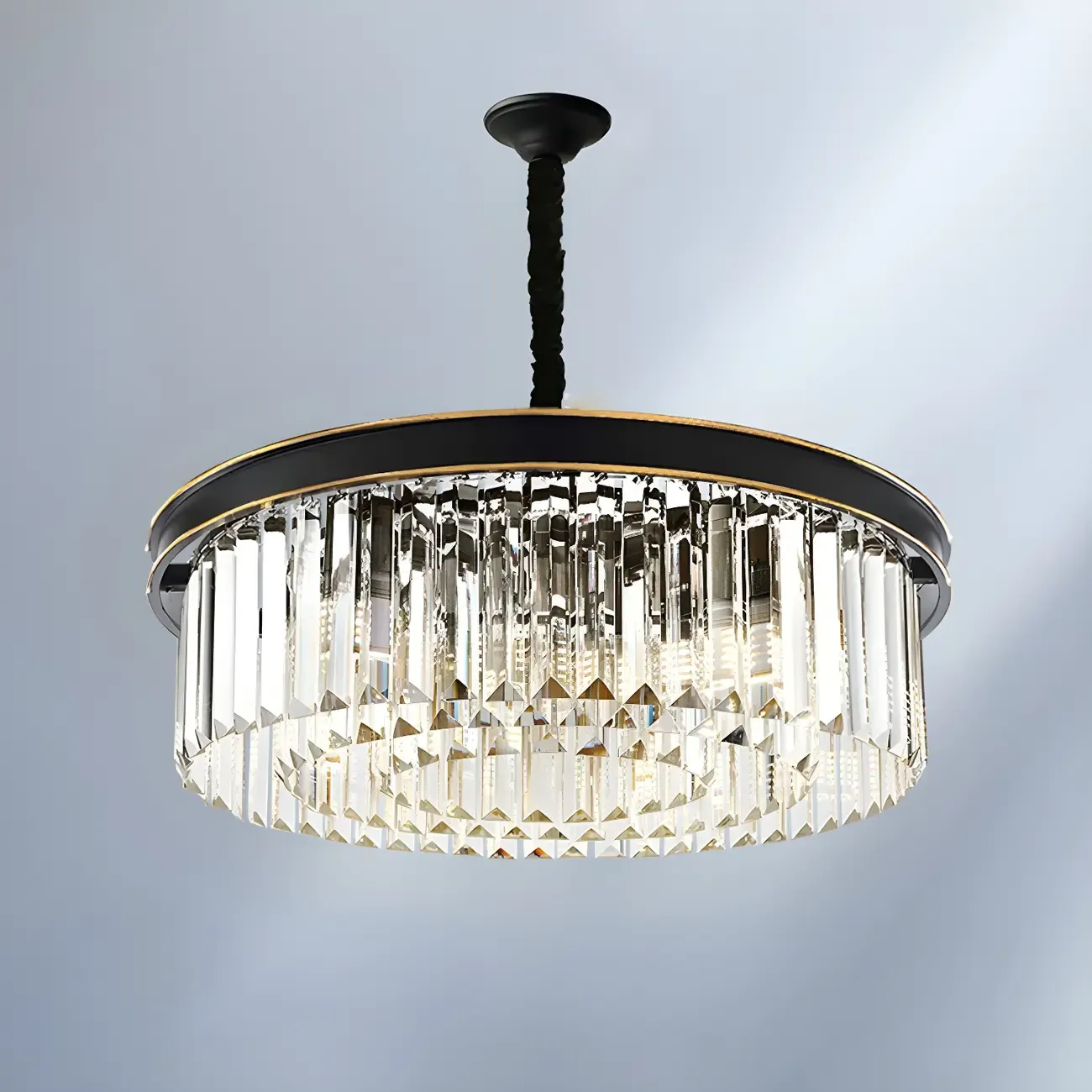 Modern Cylinder Crystal Chandelier Height Adjustable