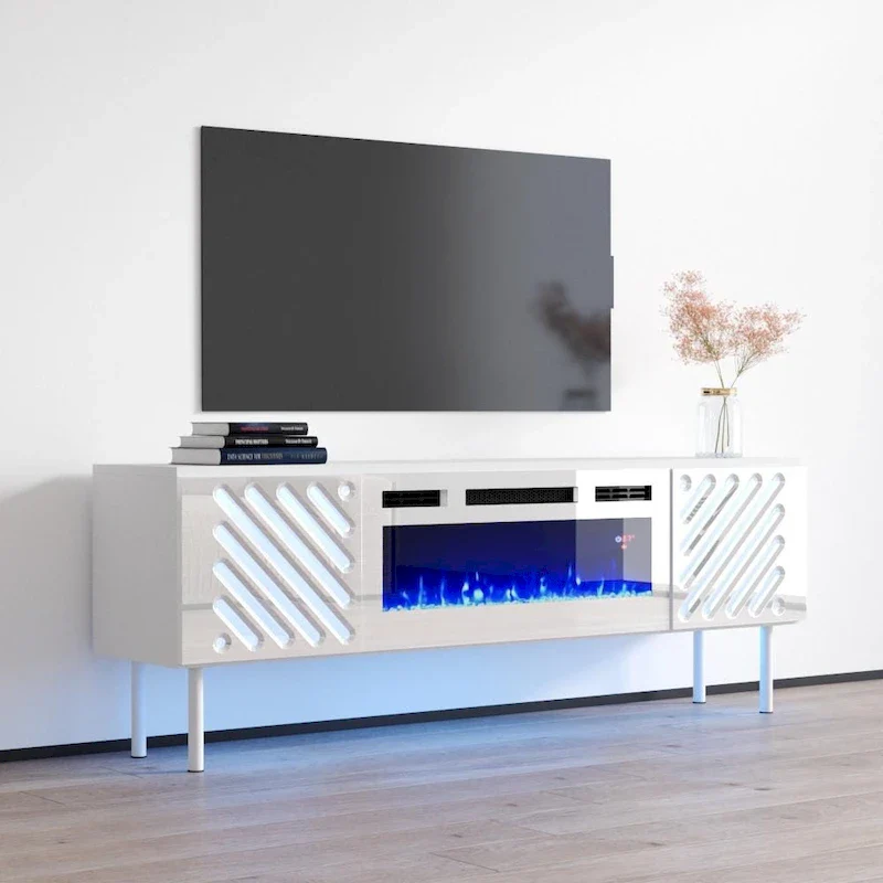 63-Inch TV Stand with Electric Fireplace