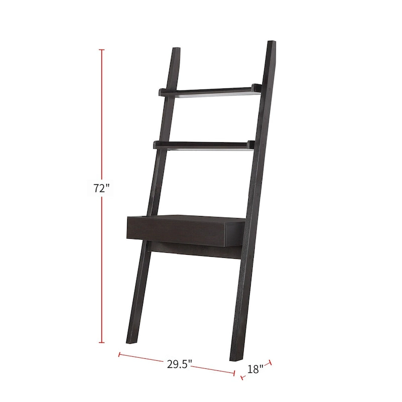 2-Sheif Ladder Desk with Drawer in Cappuccino