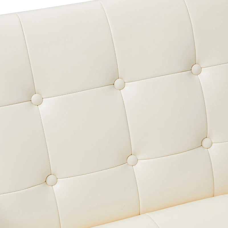 Glitzhome Set of 2 29.25W Mid-Century PU Leather Tufted Accent Chairs