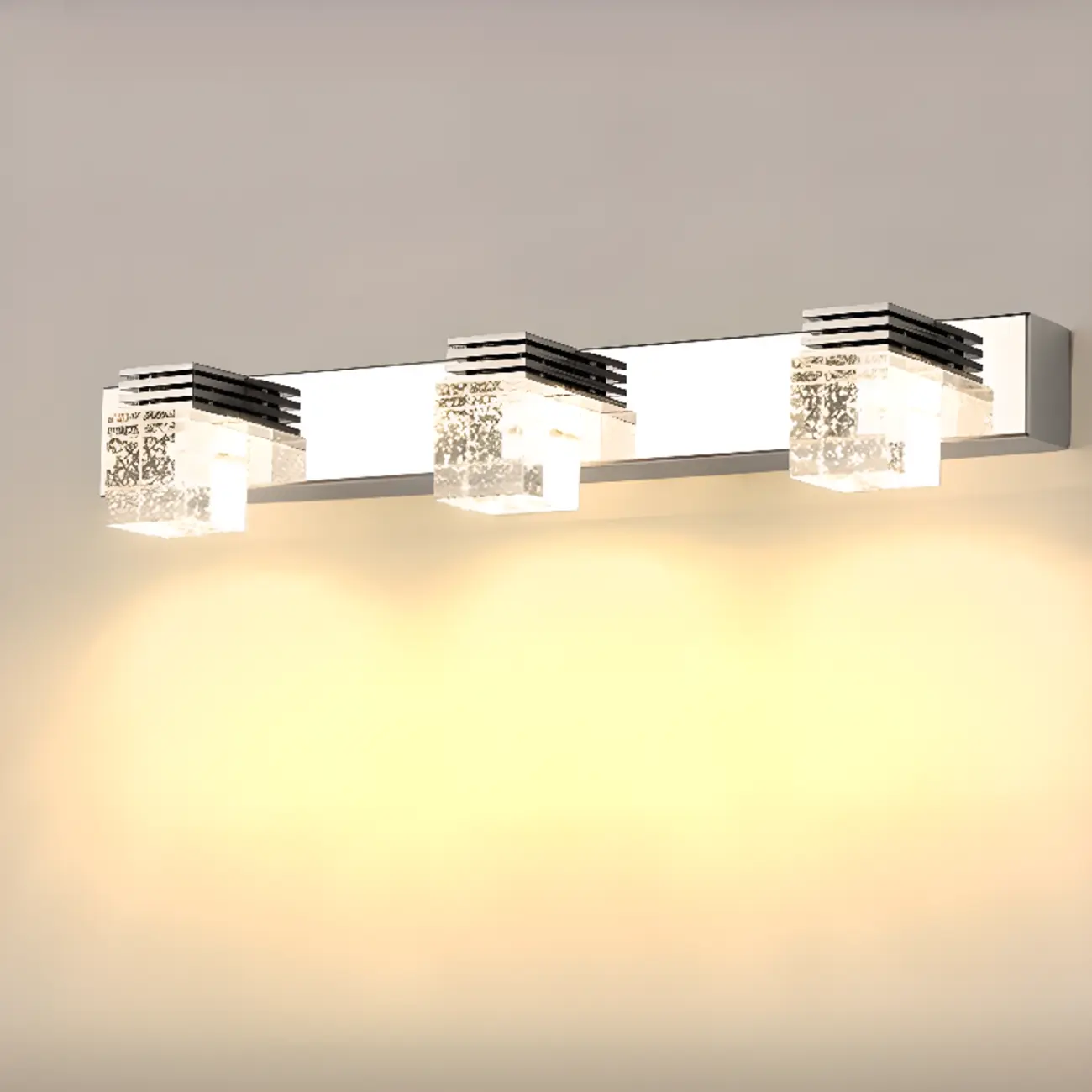 Rectangular Crystal Vanity Light Modern Silver LED for Bathroom