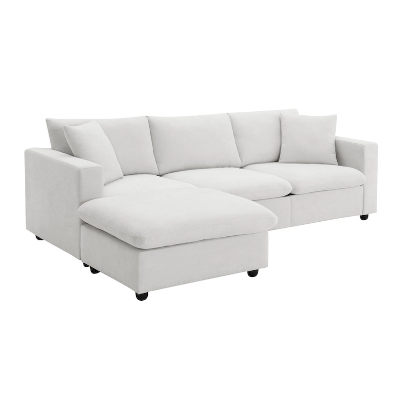 101 L-Shaped Cloud Sectional Sofa with Ottoman & Pocket Springs