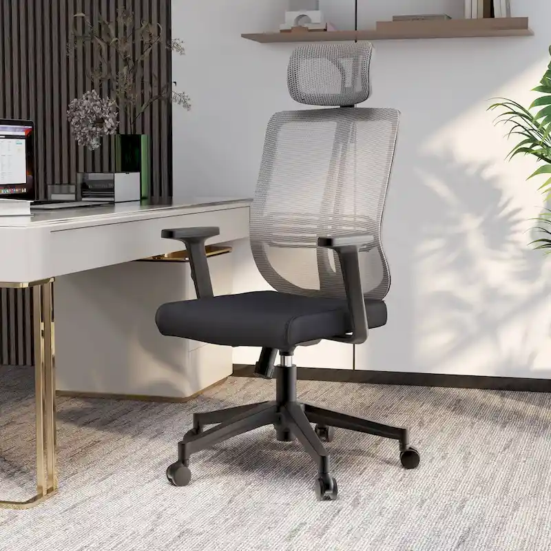 Adjustable Office Chair with Mesh Back and Headrest Nift Series by LeisureMod