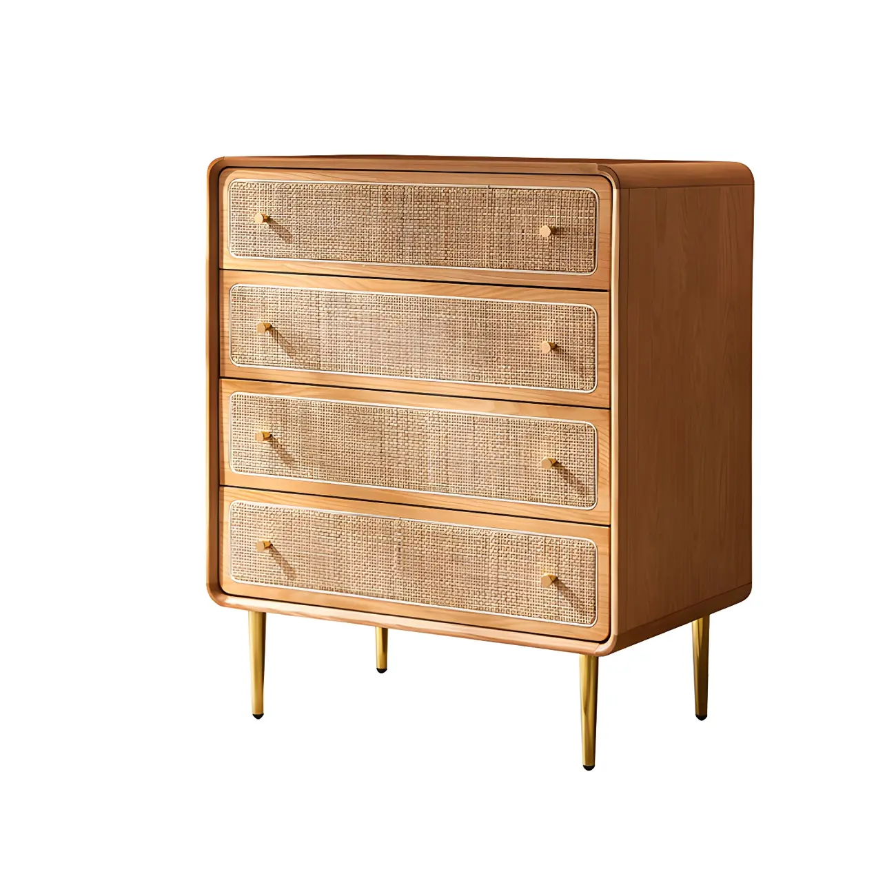 Elegant Natural Wooden Dresser with 4-Drawers for Home
