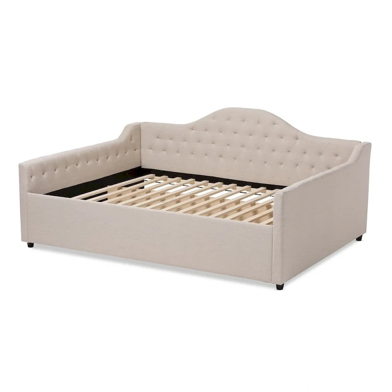 Fabric Upholstered Daybed with Button-Tufted Headboard