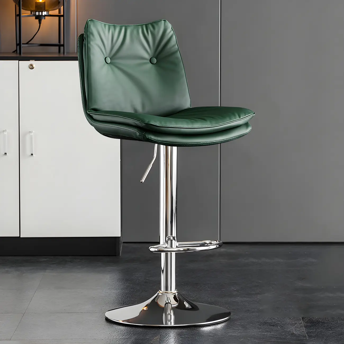 Modern Adjustable Leather Swivel Bar Stools