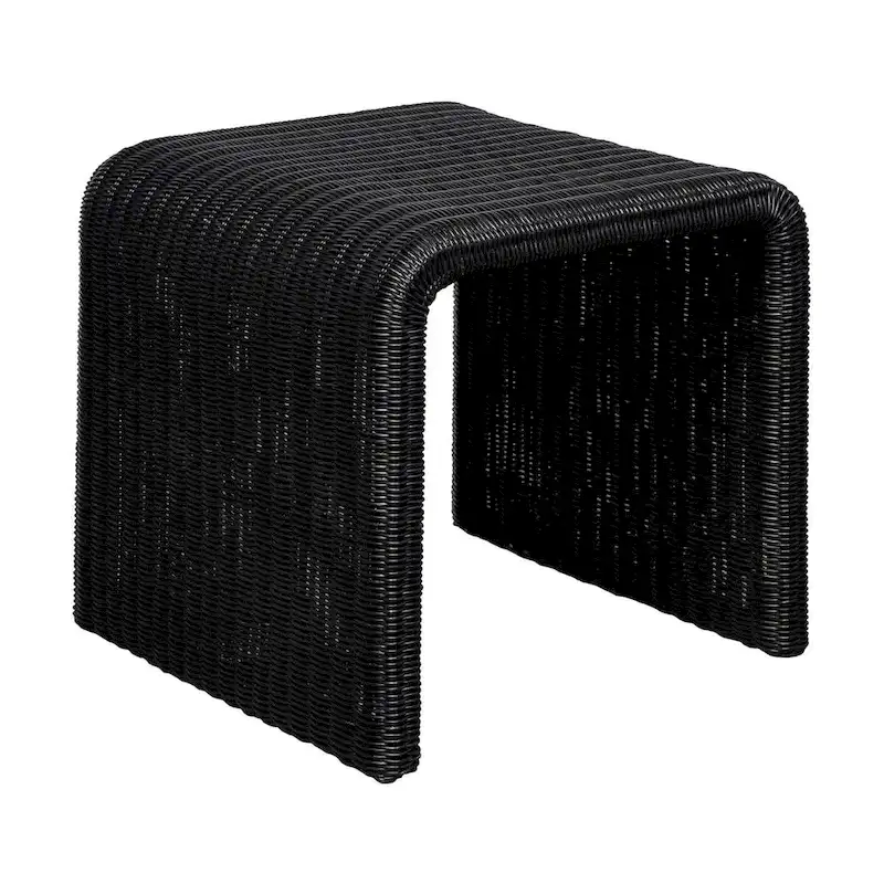 Woods Black Woven Rattan Square End Table
