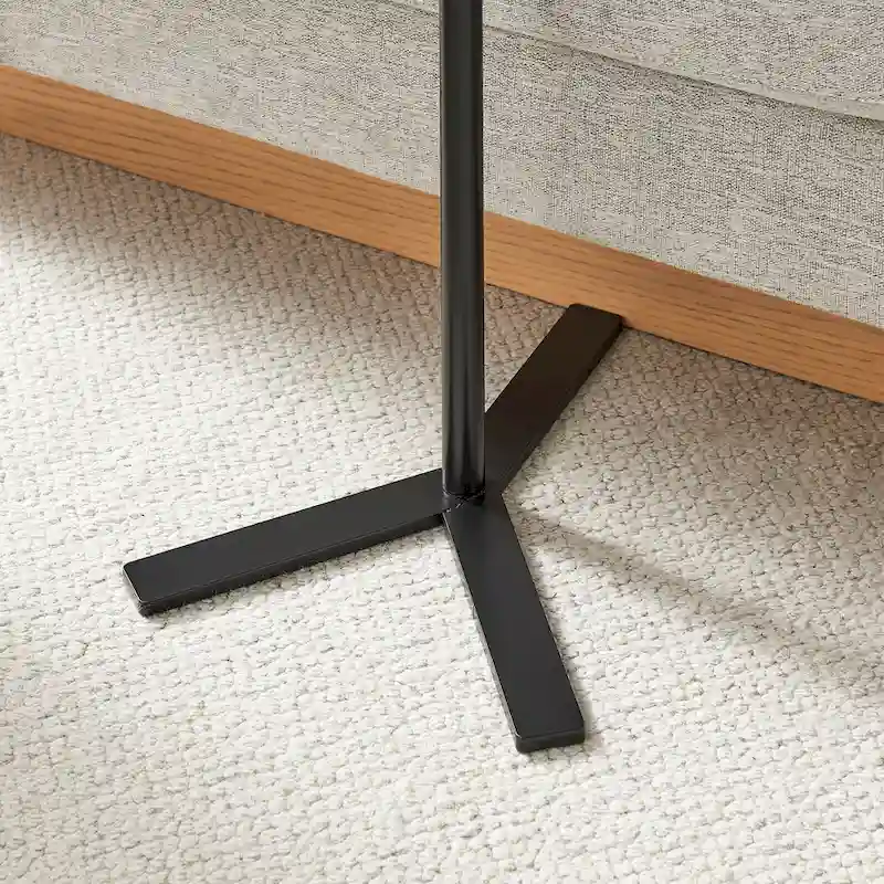 Carter Oval Teardrop Modern Raised Lip Edge Couch-Side Accent C-Table with Crossed Y-Shape Metal Pedestal Leg