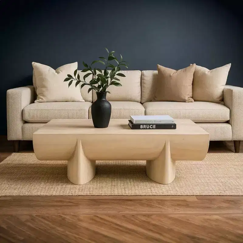 Royal Hampton Coffee Table | 48 Log Design | Natural Mango Wood Hand Crafted