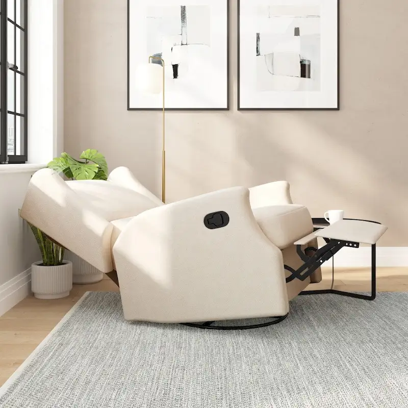 Wingback Manual Recliner Swivel Glider, Cream/Light Gray/Dark Gray, 3-Position, Seats 1