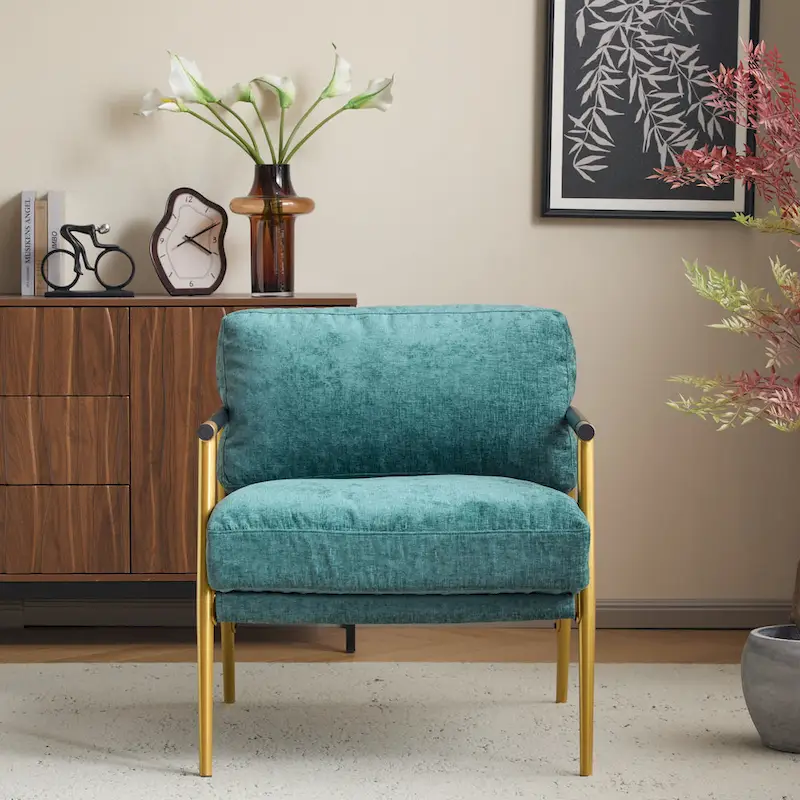 Varsts Modern Upholstered Accent Chair with Wood Frame, Emerald by Christopher Knight Home