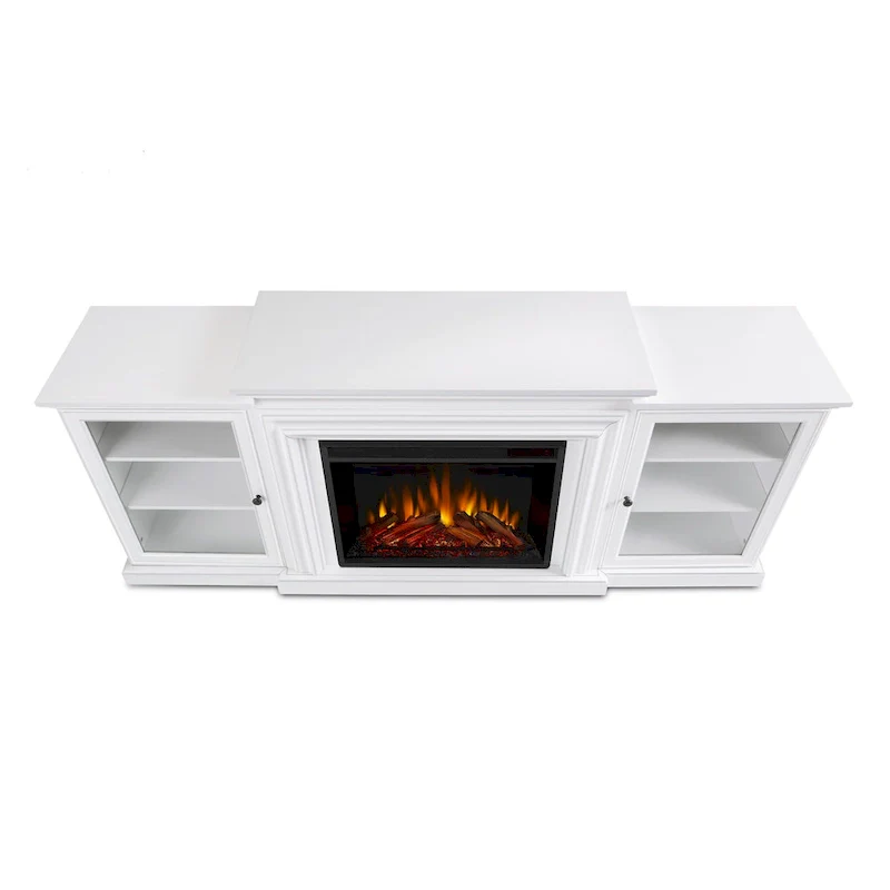Frederick 72 Electric TV Stand Fireplace in White by Real Flame - 72L x 15.5W x 30H