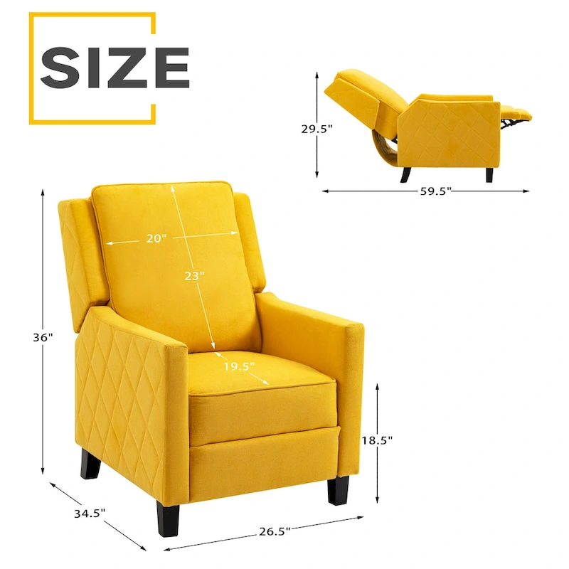 AVAWING Push Back Recliner Chair Linen Wing Back Chair