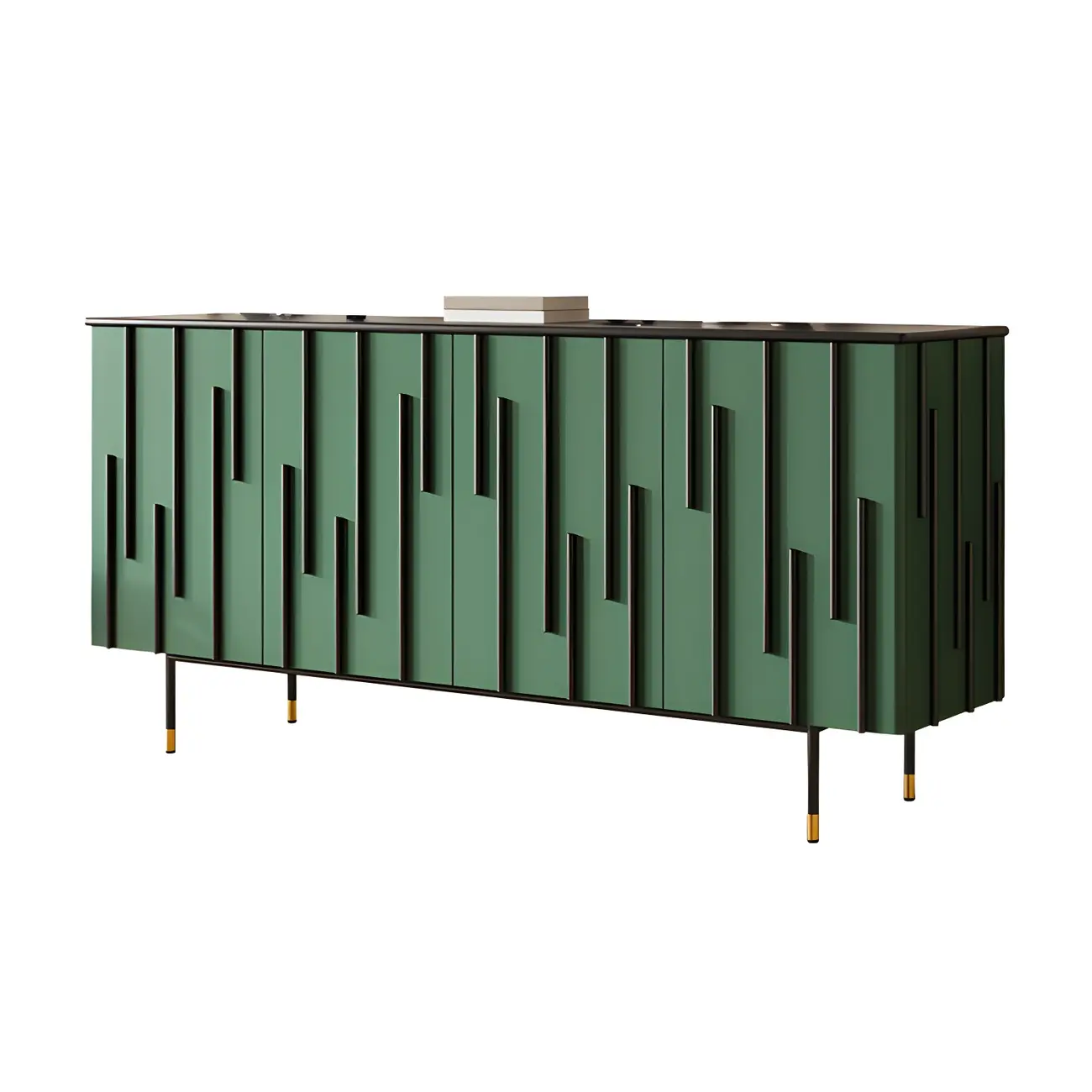 Unique Glam Wooden Sideboard Cabinet in Green/Brown