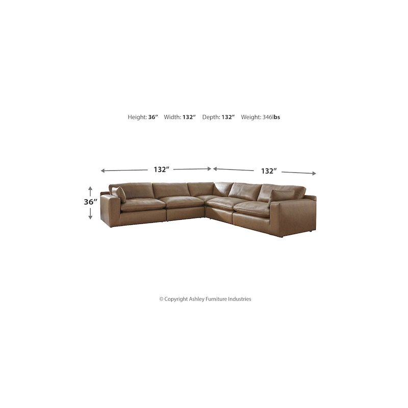 Signature Design by Ashley Emilia Medium Brown 5-Piece Sectional - 132W x 132D x 36H
