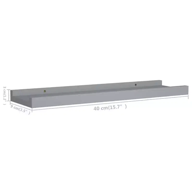 Frame Ledge Shelf Set of 2 Gray MDF Small Wall mounting