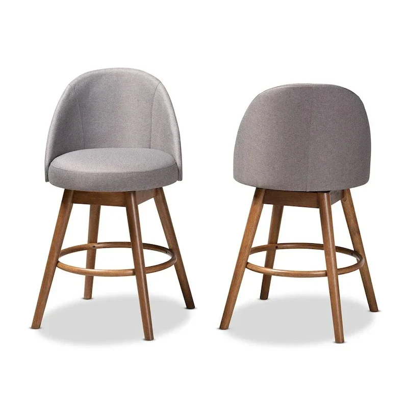Mid-Century Modern Swivel 2-Piece Counter Stool Set