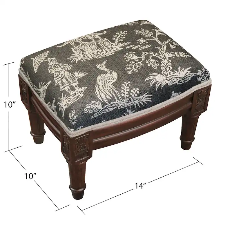 Gray Chinoiserie Footstool