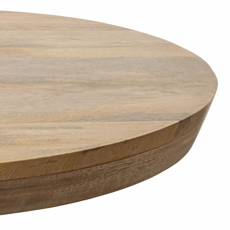 Oval Solid Wood Coffee Table, Natural, Mid-Century Style