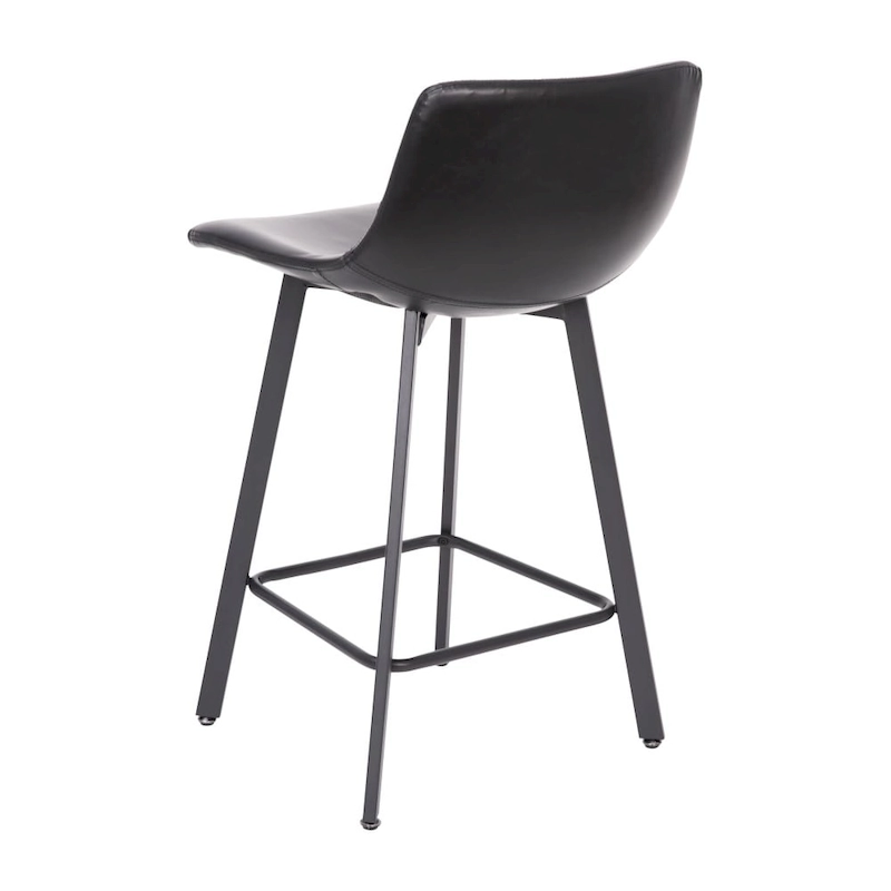 Set of 2 Armless Upholstered Metal Counter Stools