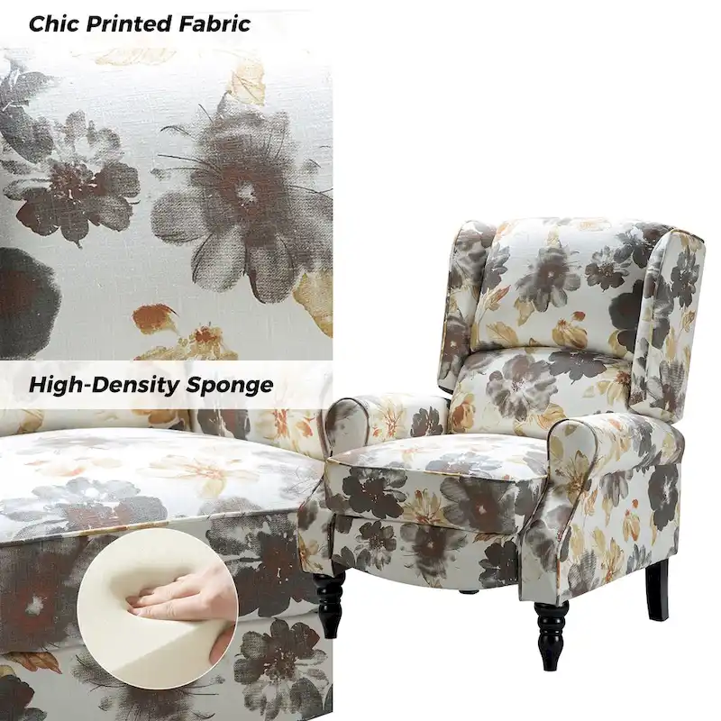 Olympus Upholstered Classic Manual Wingback Recliner with Solid Wood Legs Set of 2 by HULALA HOME