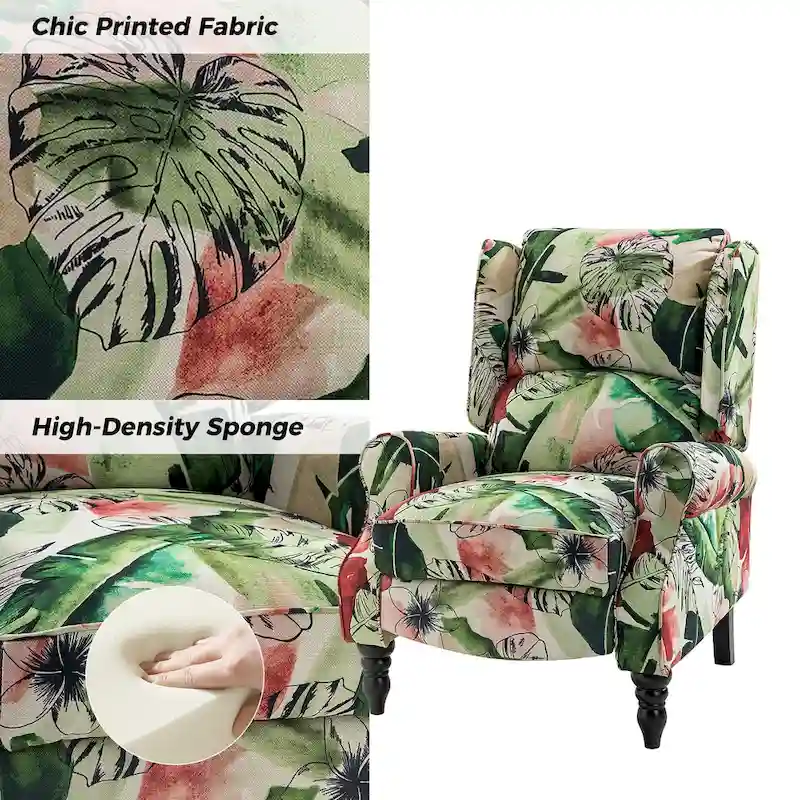 Olympus Upholstered Classic Manual Wingback Recliner with Solid Wood Legs Set of 2 by HULALA HOME