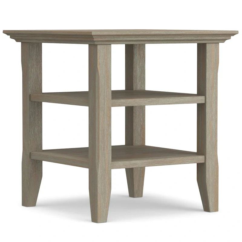 Square End Table with Open Shelves - 19 Inch Wide