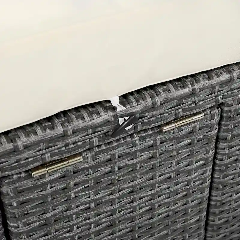 Rattan Patio Daybed with Cushions, Reclining Chaise Lounge, Foldable Trays