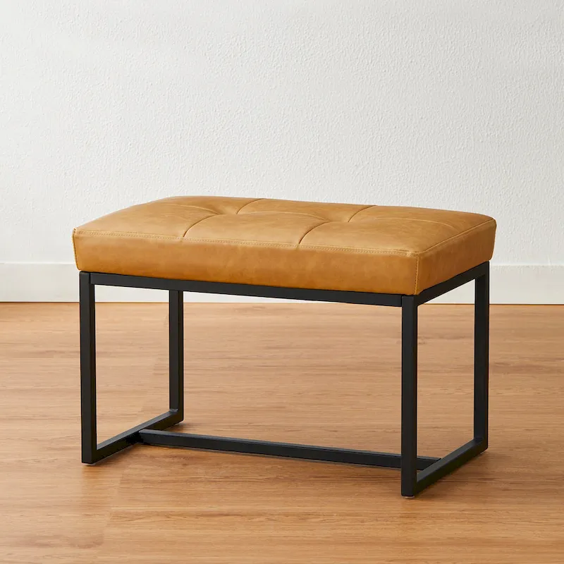 Glitzhome 24W Modern PU Leather Button-tufted Ottoman Foot Stool