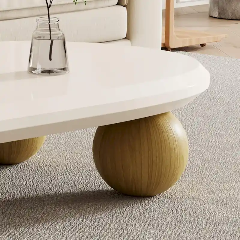 51 Modern Wood Coffee Table with 3 ball legs