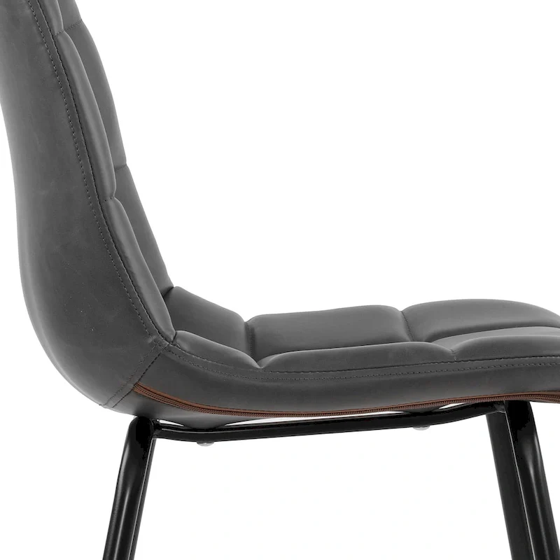 Faux Leather Dining Chairs Upholstered Side Chairs with Metal Legs Set of 2