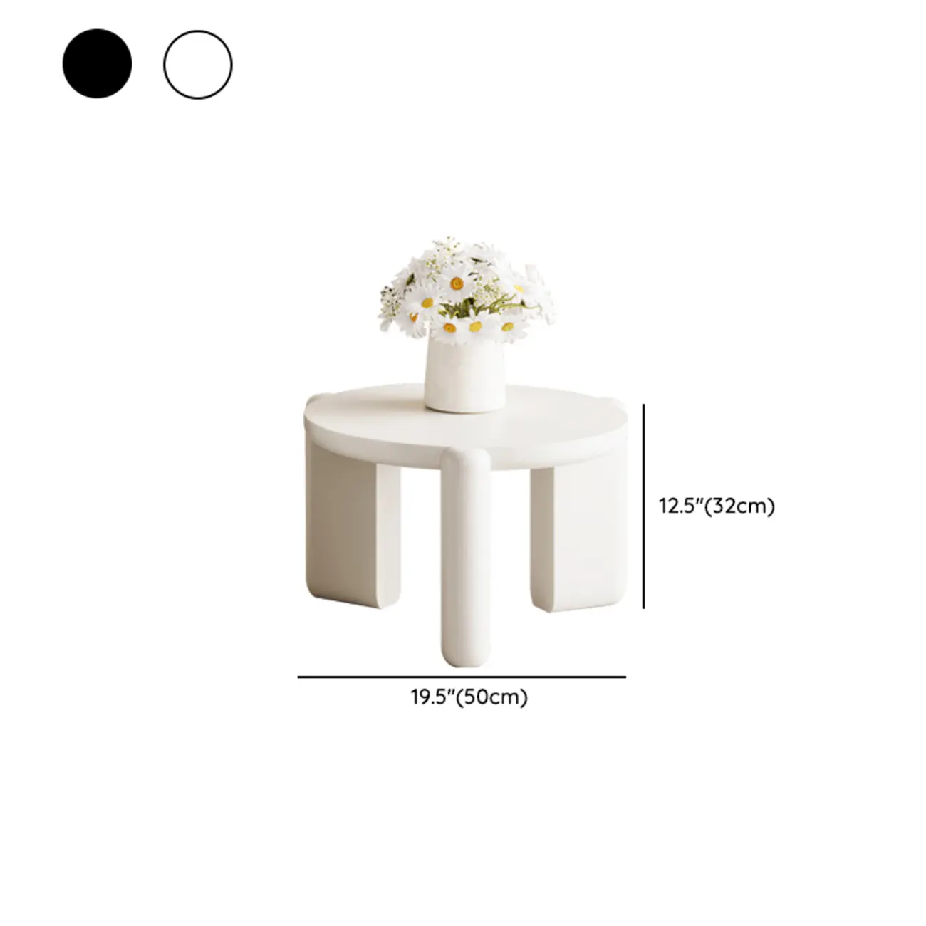 Black White Triple Leg Round Wood Coffee Table